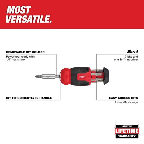 Compact Multi-Bit Screwdriver, 8-In-1