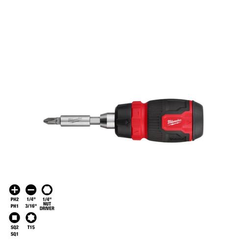 Ratcheting Compact Multi-Bit Screwdriver, 8-In-1