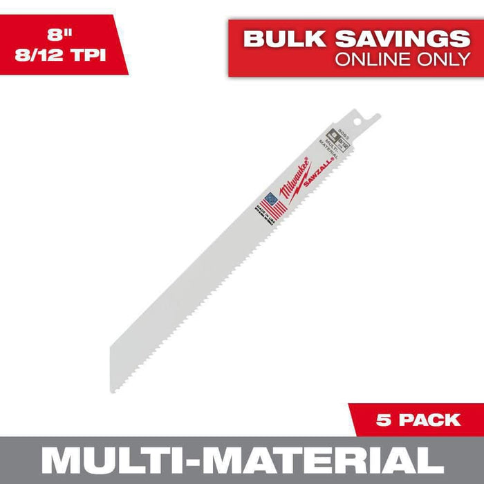 Saw Blade 8 in. 8/12 TPI Multipurpose Reciprocating (5-Pack)