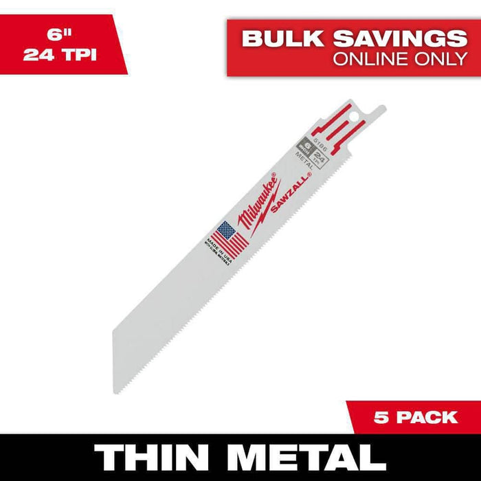Saw Blade 6 in. 24 TPI Thin Metal Reciprocating (5-Pack)
