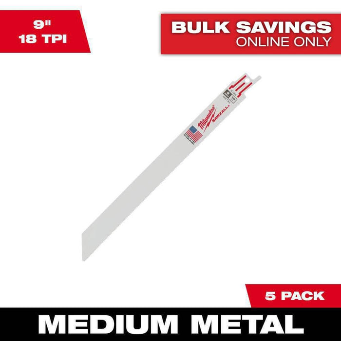 Saw Blade 9 in. 18 TPI Medium Metal Reciprocating (5-Pack)