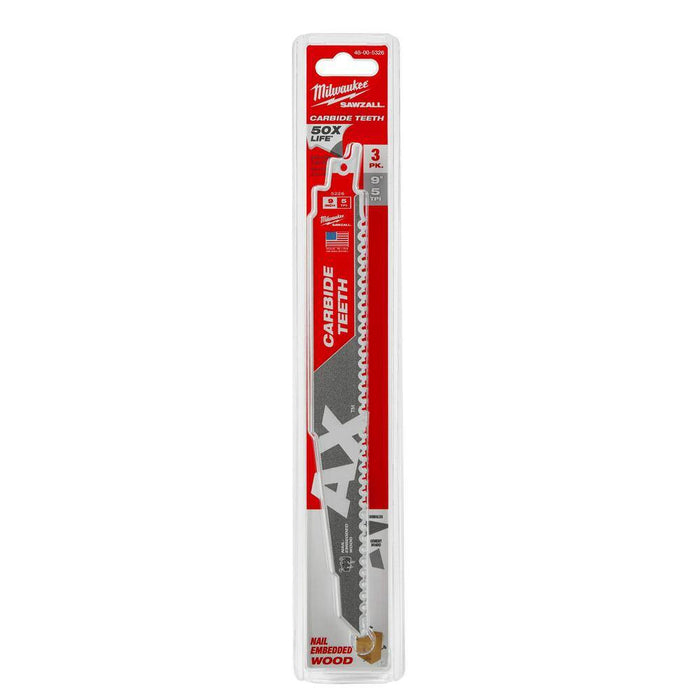Saw Blade 9 in. 5 TPI Wood and Nails Carbide Reciprocating (3-Pack)