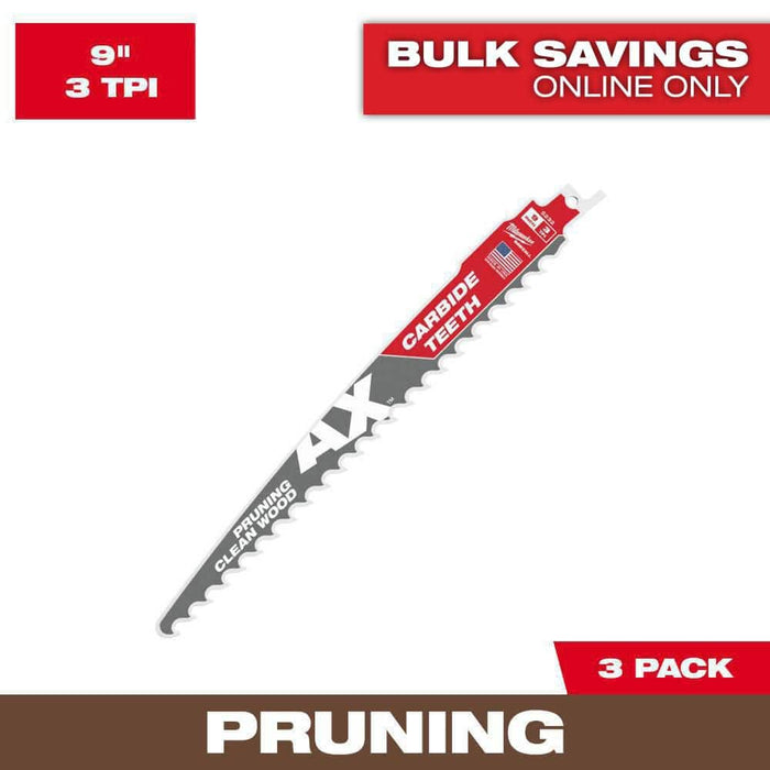 Saw Blade 9 in. 3 TPI Wood and Nails Reciprocating Carbide (3-Pack)