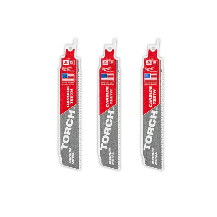 Saw Blade 6 in. 10 TPI Medium Metal Carbide Reciprocating Torch (3-Pack)