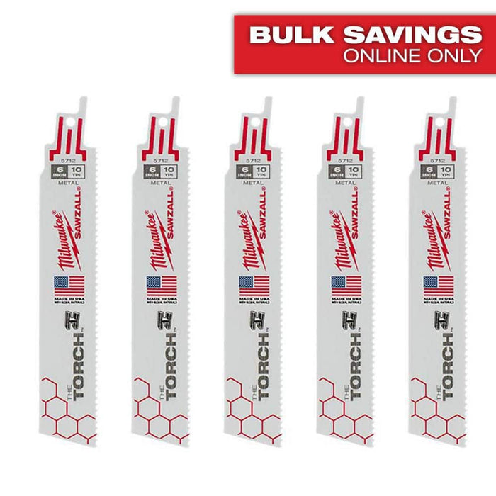 Saw Blade 6 in. 10 TPI Thick Metal Reciprocating Torch (5-Pack)