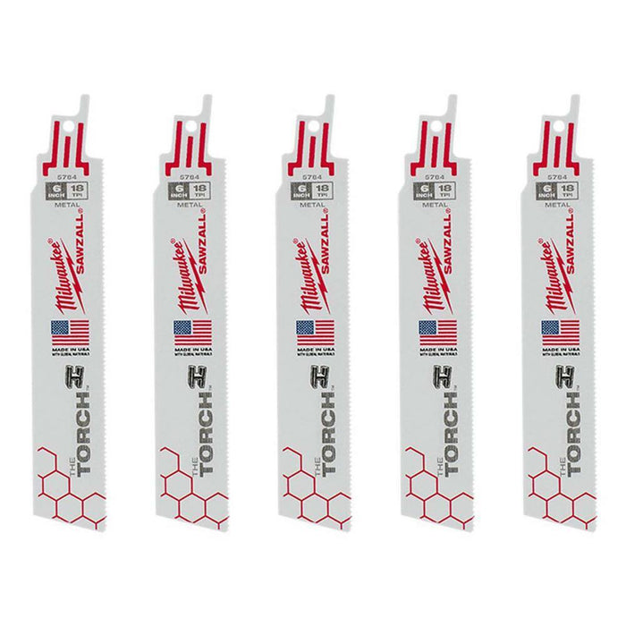 Saw Blade 6 in. 18 TPI Medium Metal Reciprocating Torch (5-Pack)