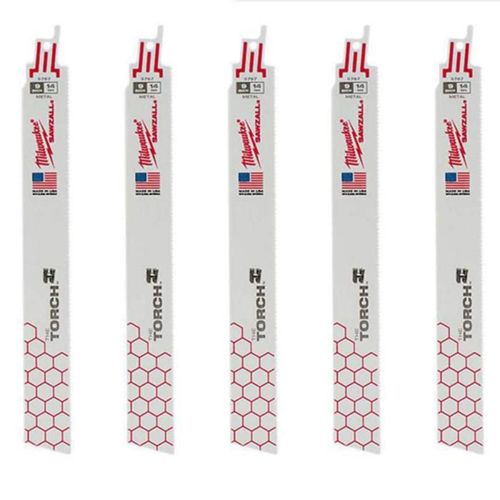 Saw Blade 9 in. 14 TPI Medium Metal Reciprocating Torch (5-Pack)