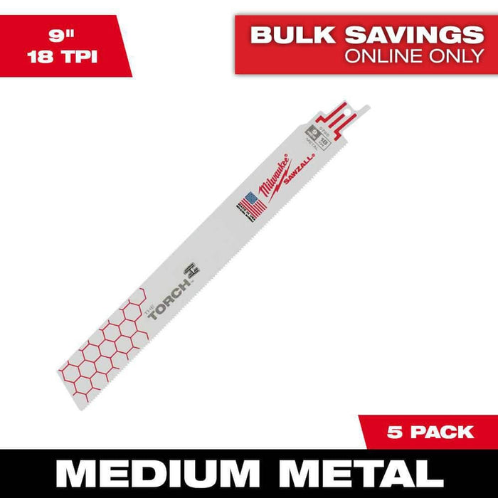 Saw Blade 9 in. 18 TPI Medium Metal Reciprocating Torch(5-Pack)