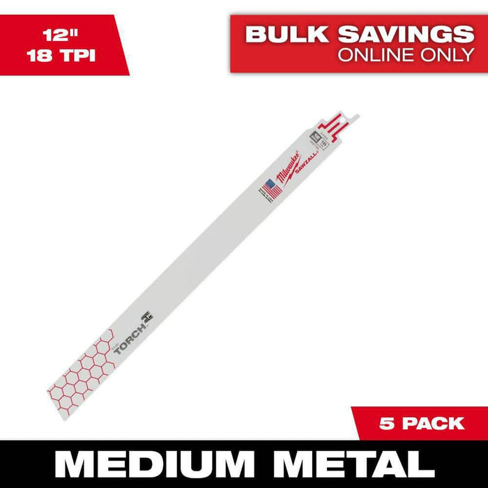 Saw Blade 12 in. 18 TPI Medium Metal Reciprocating Torch (5-Pack)