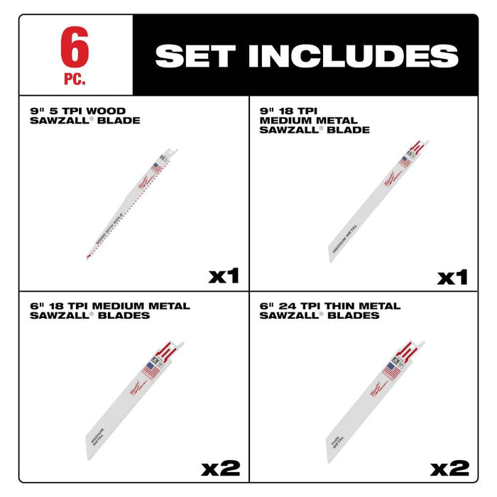 Saw Blade Set Multipurpose Reciprocating (6-Pack)