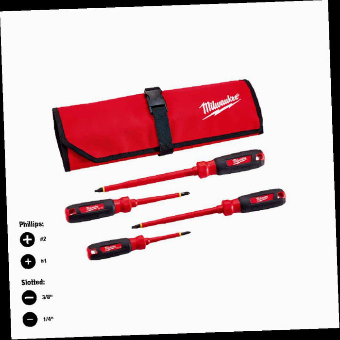 Screwdriver Set and Pouch (4-Piece), 1000-Volt Insulated