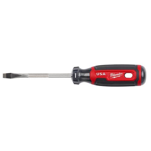 Slotted Flat Head Screwdriver, 4 in. x 1/4 in., with Cushion Grip