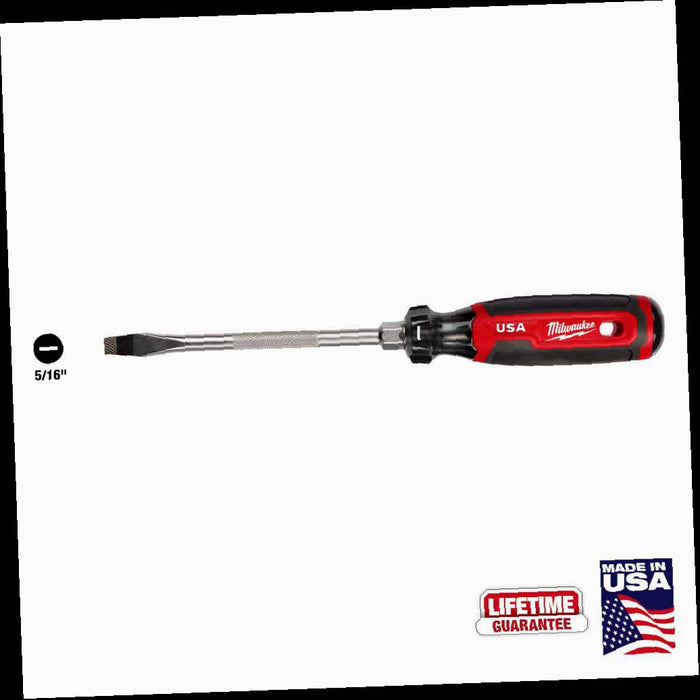 Slotted Flat Head Screwdriver, 6 in. x 5/16 in., with Cushion Grip