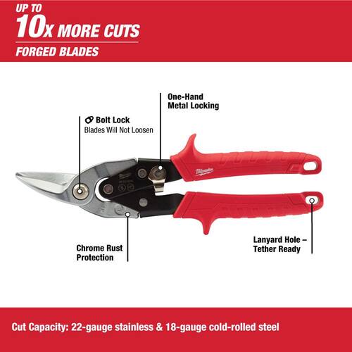 Aviation Snips, 10 in., Left-Cut