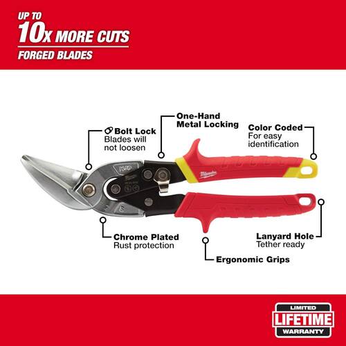 Aviation Snips, 10 in., Straight-Cut Offset