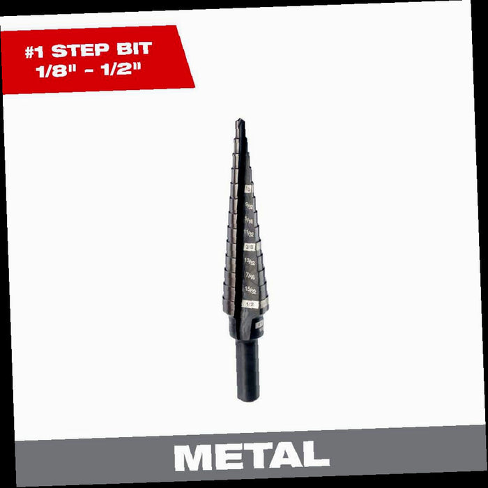 #1 Black Oxide Step Drill Bit (13-Steps), 1/8 in. - 1/2 in.