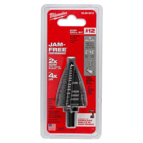 #12 Black Oxide Step Drill Bit (5-Steps), 7/8 in. - 1-3/8 in.