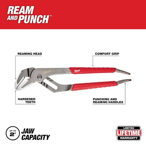 Pliers, 10 in., Straight-Jaw, with Comfort Grip and Reaming Handles