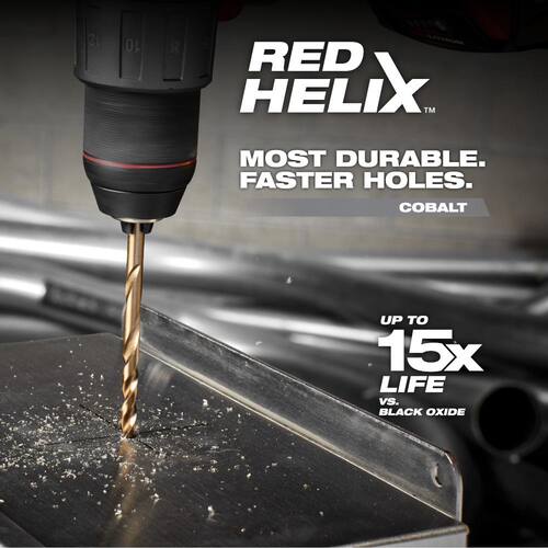 Cobalt Red Helix Twist Drill Bit, 3/16 in.