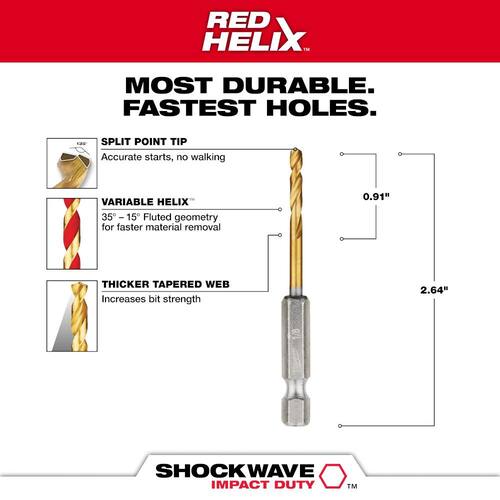 SHOCKWAVE 1/8 in. Titanium Twist Drill Bit (2-Pack)