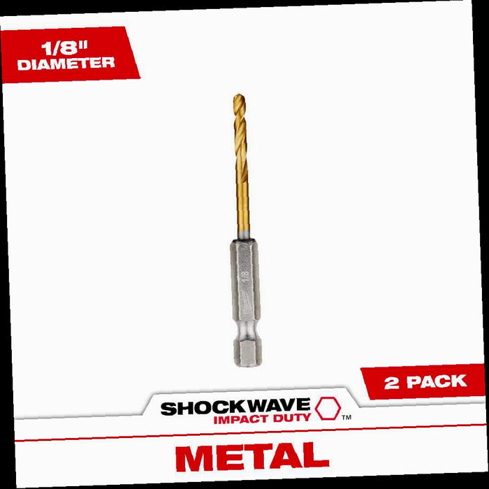 SHOCKWAVE 1/8 in. Titanium Twist Drill Bit (2-Pack)