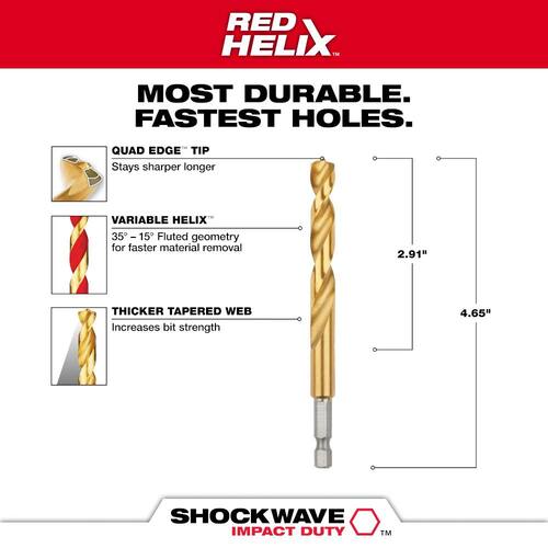 SHOCKWAVE 3/8 in. Titanium Twist Drill Bit