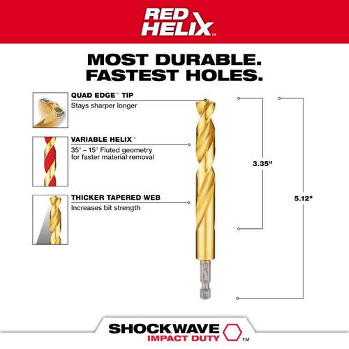 SHOCKWAVE 1/2 in. Titanium Twist Drill Bit