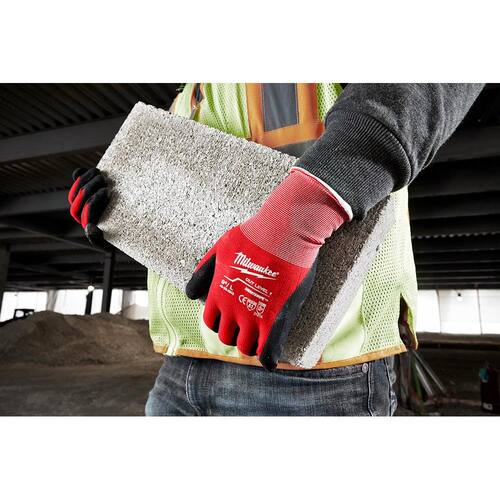 Work Gloves Cut Resistant Level 1 Nitrile Red Dipped Medium