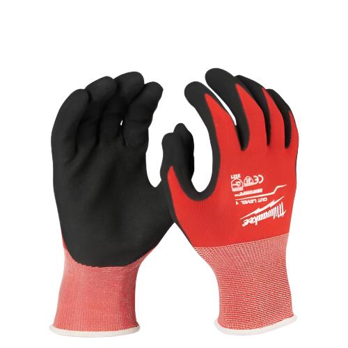 Work Gloves Cut Resistant Level 1 Nitrile Red Dipped Medium