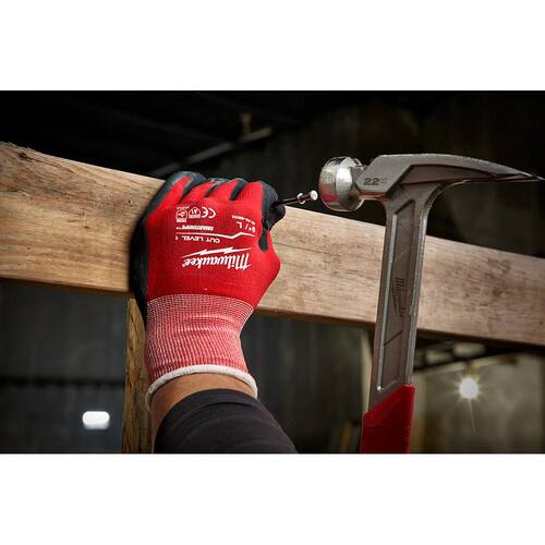 Work Gloves Cut Resistant Level 1 Nitrile Red Dipped Medium