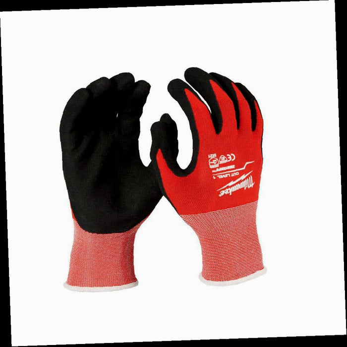 Work Gloves Nitrile Level 1 Cut Resistant Dipped Large Red