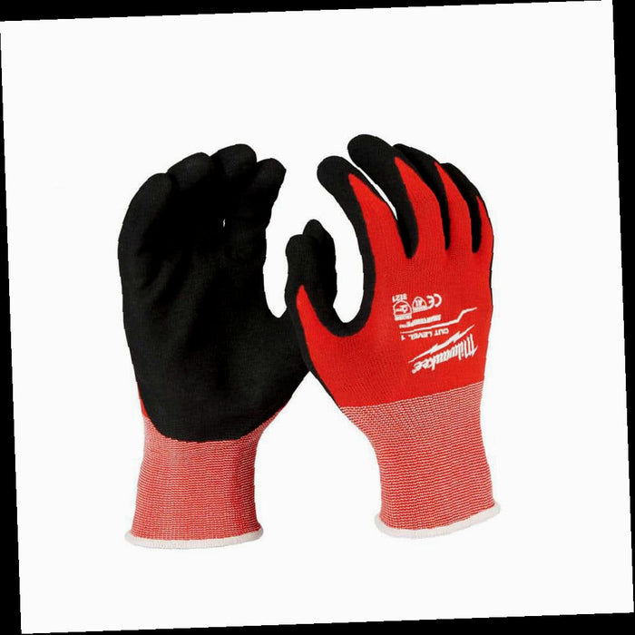 Work Gloves Cut Resistant Level 1 Nitrile Red Dipped X-Large.