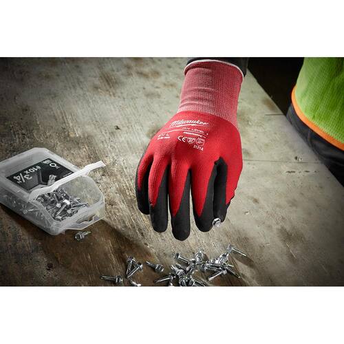 Work Gloves Cut Resistant Nitrile Red Level 1 Dipped Large (4-Pack)