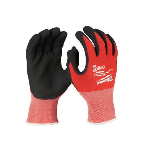 Work Gloves Cut Resistant Nitrile Red Level 1 Dipped Large (4-Pack)