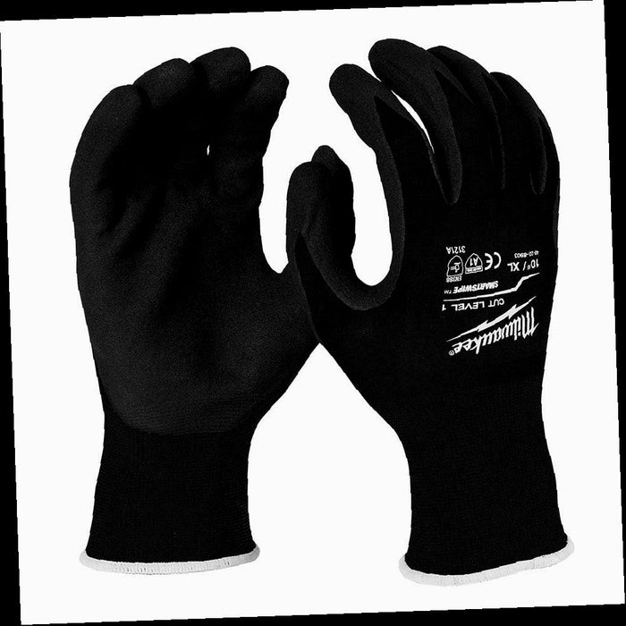 Work Gloves Cut Resistant Level 1 Nitrile Black Dipped Medium
