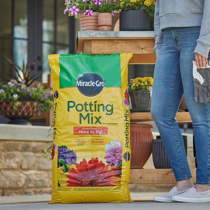 Potting Mix 50 Qt. For Container Plants, Flowers, Vegetables, Shrubs, Feeds up to 6 Months Miracle-Gro 10