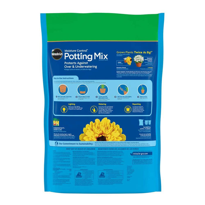 Potting Mix 8 Qt. Moisture Control For Container Plants, Protects Against Over- and Under-Watering Miracle Gro 12