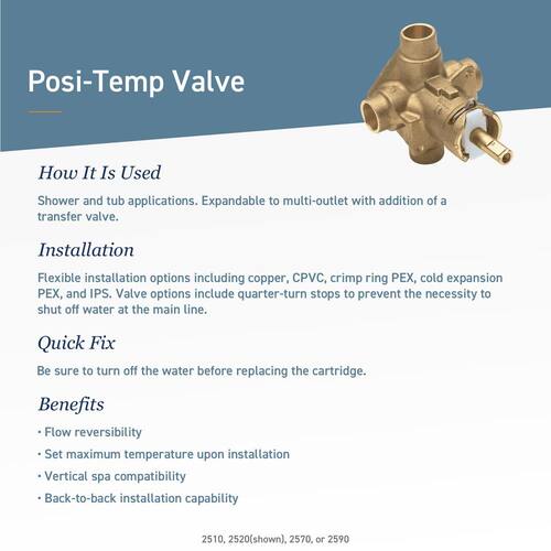 Tub and Shower Valve Pressure-Balancing Cycling 1/2 in. IPS Connection Rough-In Brass