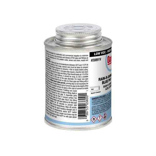 PVC Cement Medium Blue California Compliant 8 oz. Rain-R-Shine