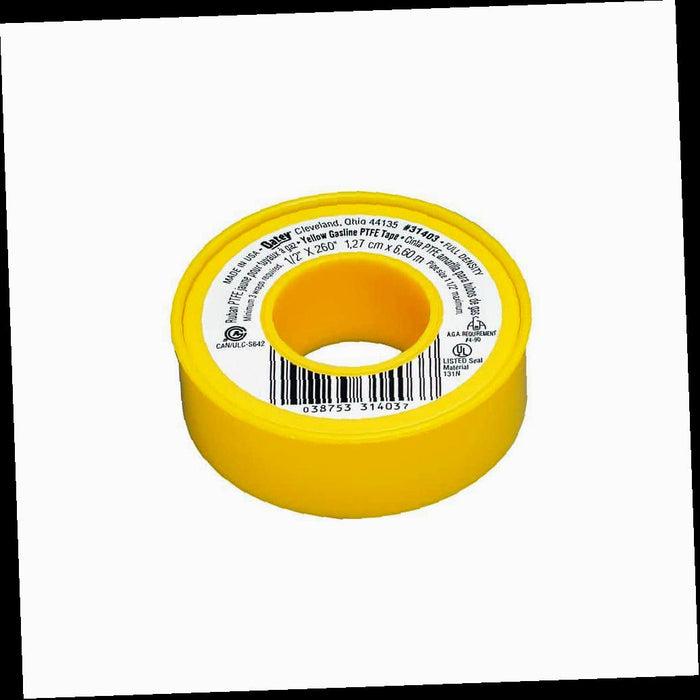 Plumber's Tape Yellow Thread Sealing PTFE 1/2 in. x 260 in.