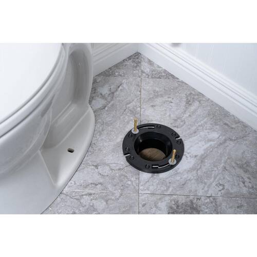 Toilet Flange ABS Fast Set 3 in. Outside Fit 4 in. Inside Fit Open Hub with Plastic Ring