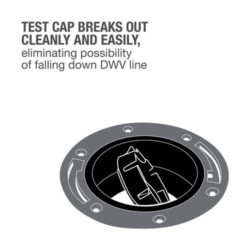 Toilet Flange ABS Open Hub Fast Set 3 in. x 4 in. Inside Fit Outside Fit with Test Cap and Plastic Ring