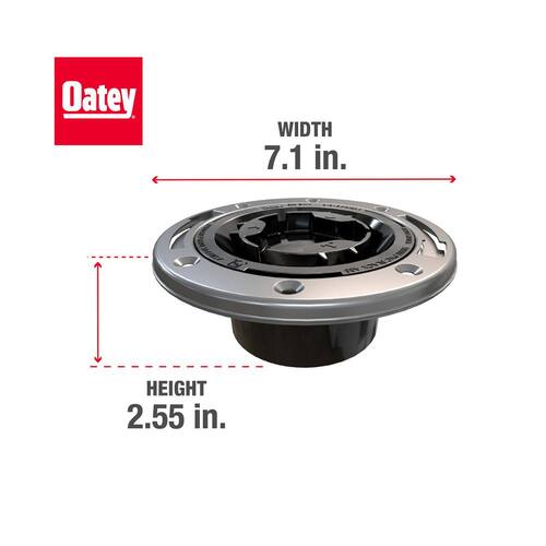 Toilet Flange ABS Hub Fast Set 3 in. Outside Fit 4 in. Inside Fit with Test Cap and Stainless Steel Ring