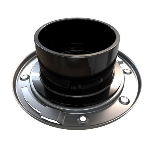 Toilet Flange ABS Hub Fast Set 3 in. Outside Fit 4 in. Inside Fit with Test Cap and Stainless Steel Ring