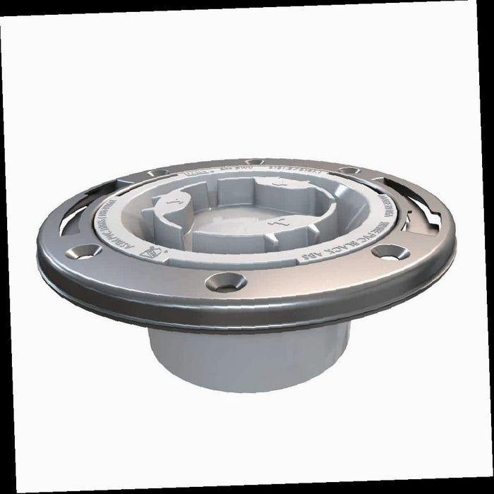 Toilet Flange PVC Hub Fast Set 3 in. Outside Fit or 4 in. Inside Fit with Test Cap and Stainless Steel Ring