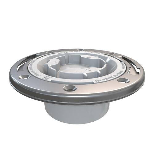 Toilet Flange PVC Hub Fast Set 3 in. Outside Fit or 4 in. Inside Fit with Test Cap and Stainless Steel Ring 1