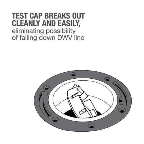 Toilet Flange PVC Hub Fast Set 3 in. Outside Fit or 4 in. Inside Fit with Test Cap and Stainless Steel Ring 11