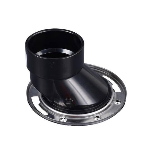 Toilet Flange Plastic Open Offset 3 in. with Stainless Steel Ring ABS