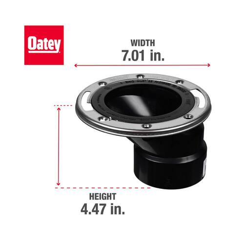 Toilet Flange Plastic Open Offset 3 in. with Stainless Steel Ring ABS