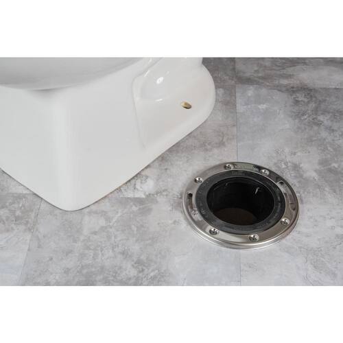 Toilet Flange Plastic Open Offset 3 in. with Stainless Steel Ring ABS